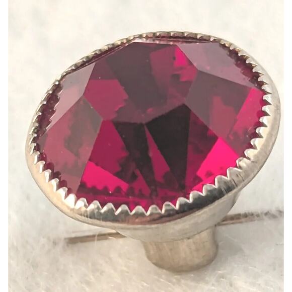 18 Red Rhinestone Buttons 1/2" EVU Silver Color Backs And Rim - Picture 6 of 6